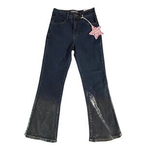 Gogostar Girls Jeans Sz 10 Glitter Flare Dark Wash Y2K Style GOGO-14167 NWT USA